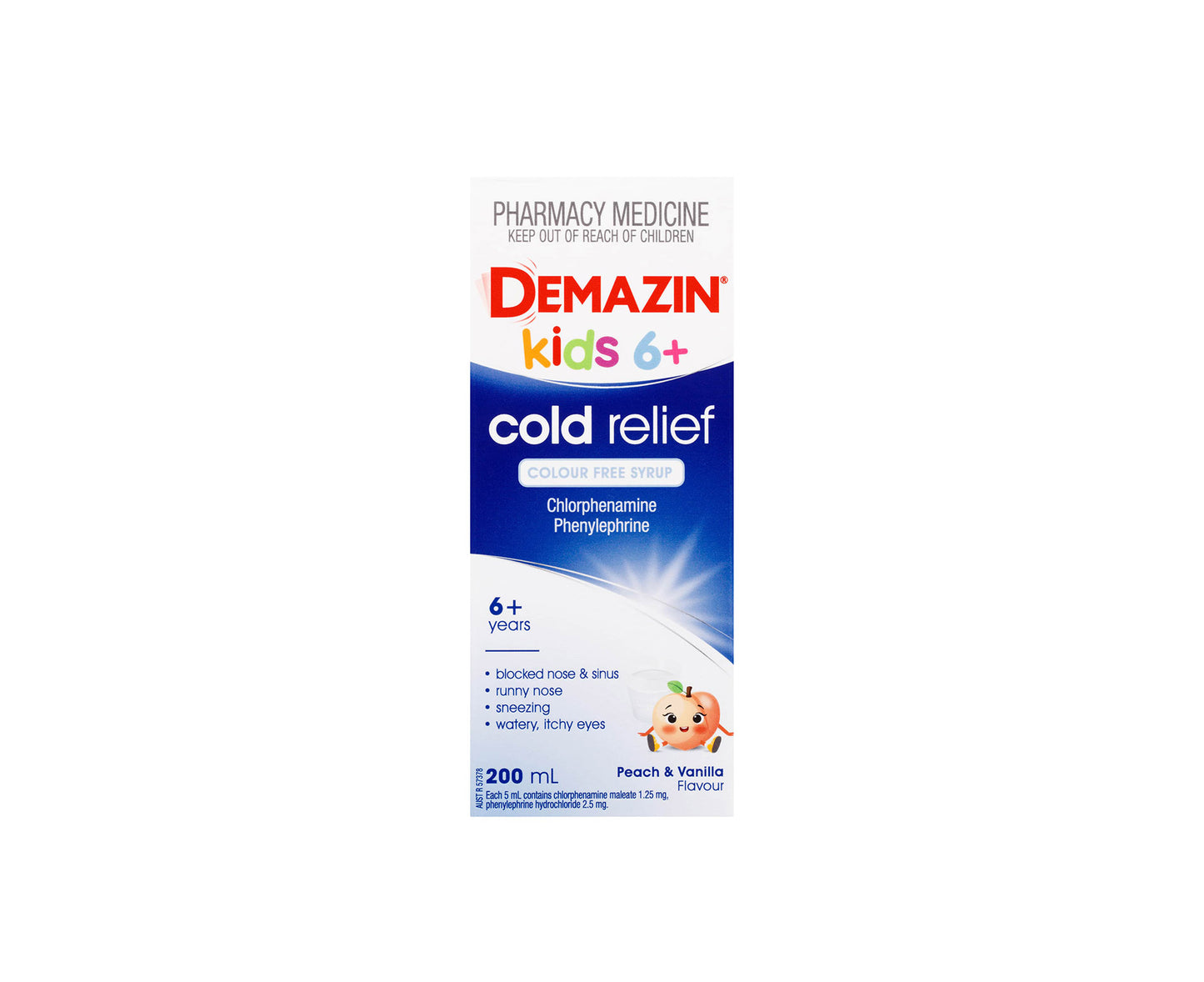 Demazin Kids 6+ Cold Relief Colour Free Syrup 200mL