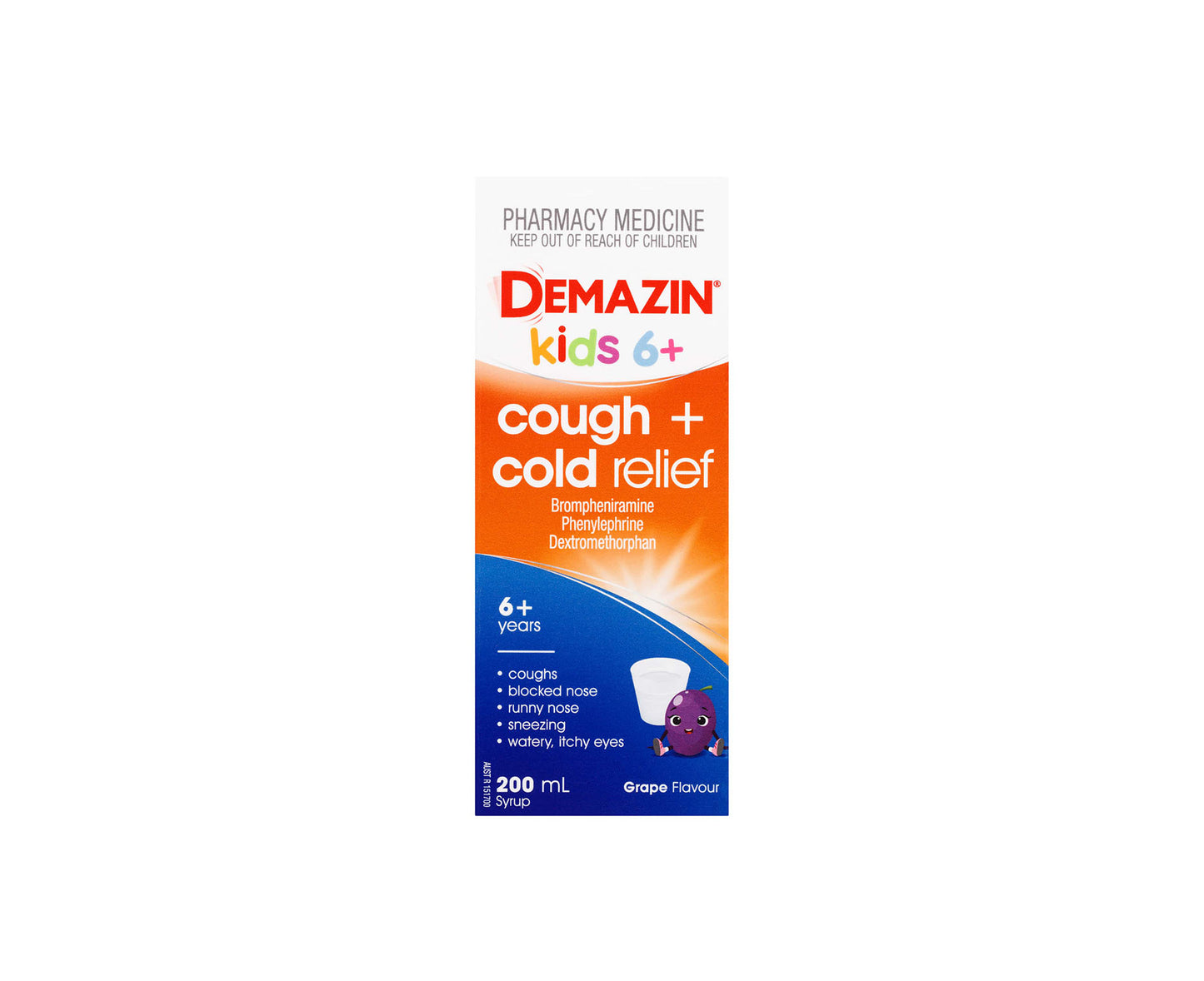 Demazin Kids 6+ Cough & Cold Relief Syrup 200mL