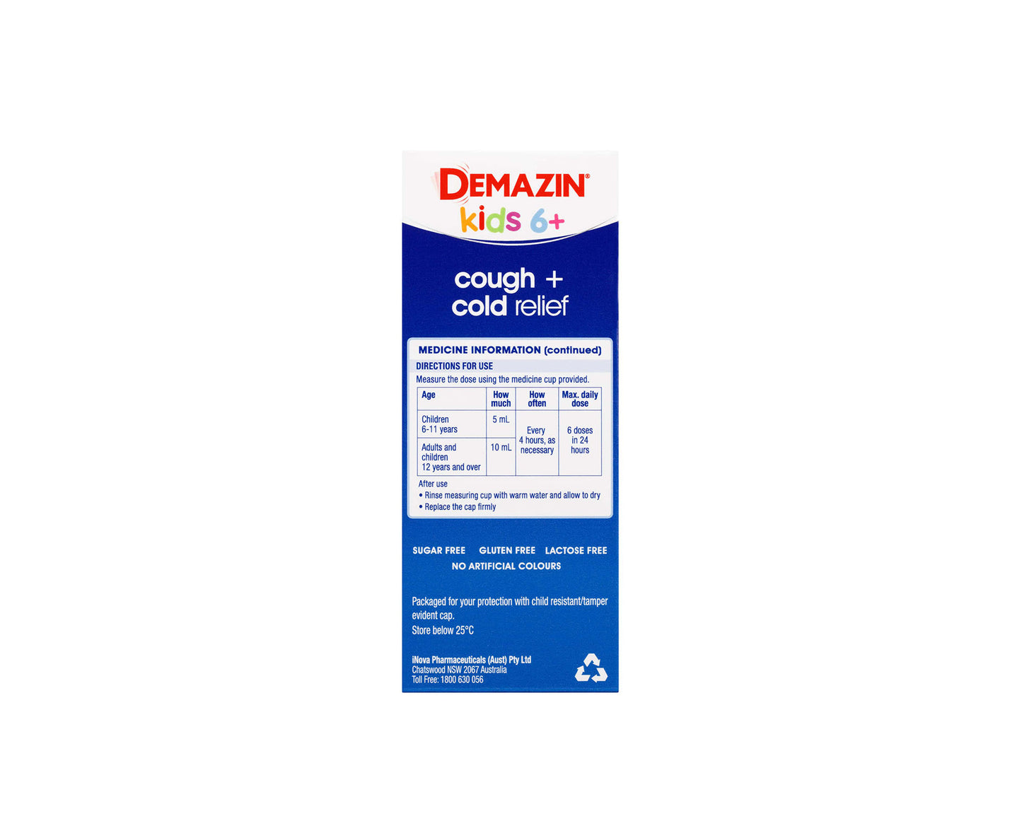 Demazin Kids 6+ Cough & Cold Relief Syrup 200mL