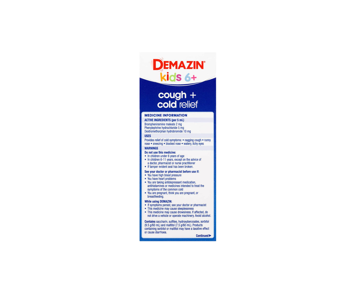 Demazin Kids 6+ Cough & Cold Relief Syrup 200mL