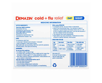 Demazin PE Day and Night Cold and Flu Tablets 48