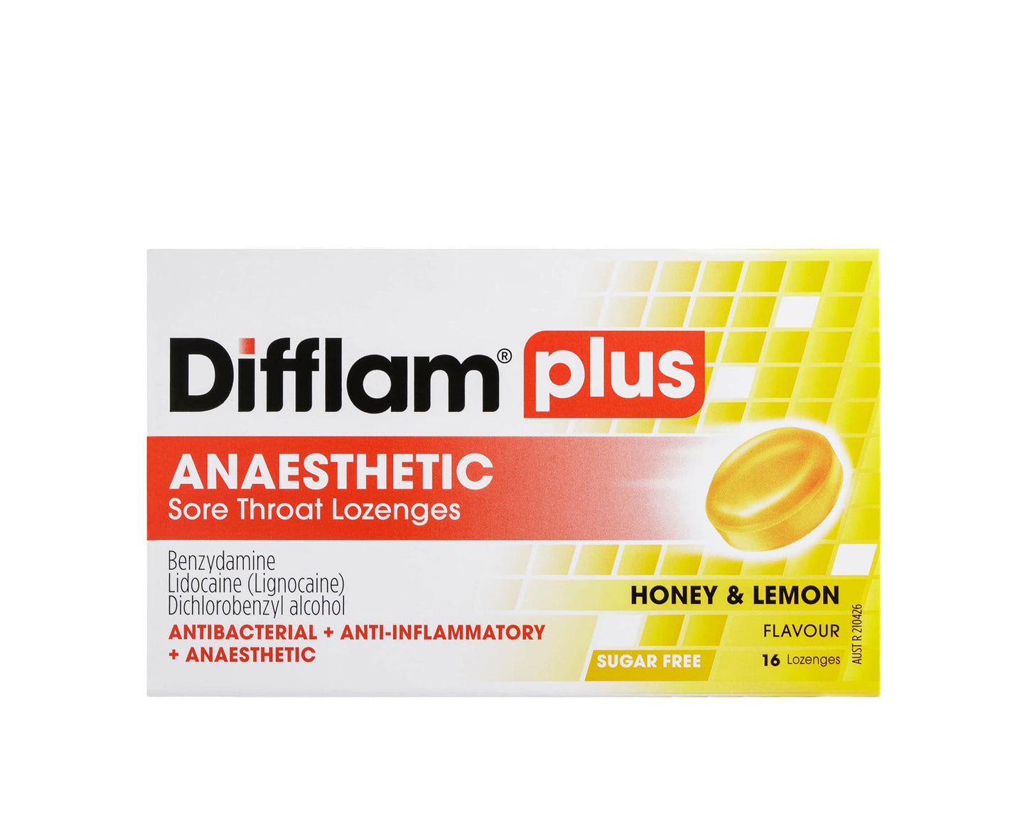 Difflam Plus Anaesthetic Honey & Lemon Sugar Free Lozenges 16