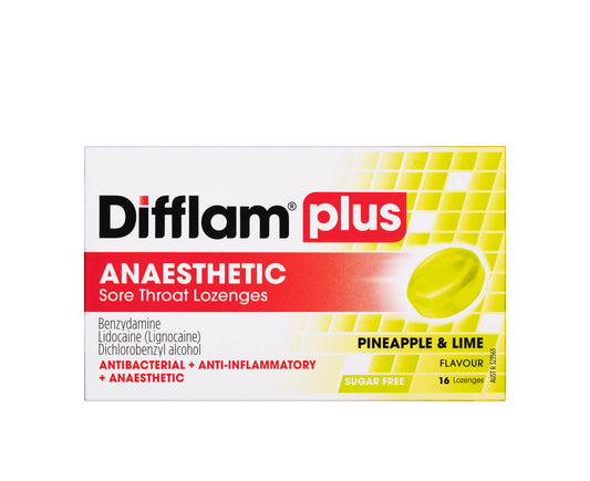 Difflam Plus Anaesthetic Pineapple & Lime Lozenges 16
