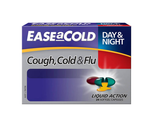 Ease a Cold Cough, Cold & Flu Day & Night Capsules 24