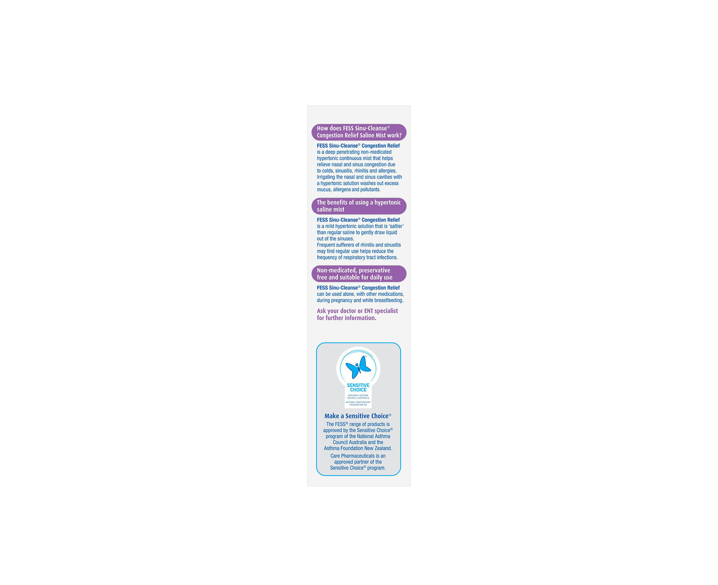 Fess Sinus-Cleanse Congestion Relief Nasal & Sinus Mist 100mL