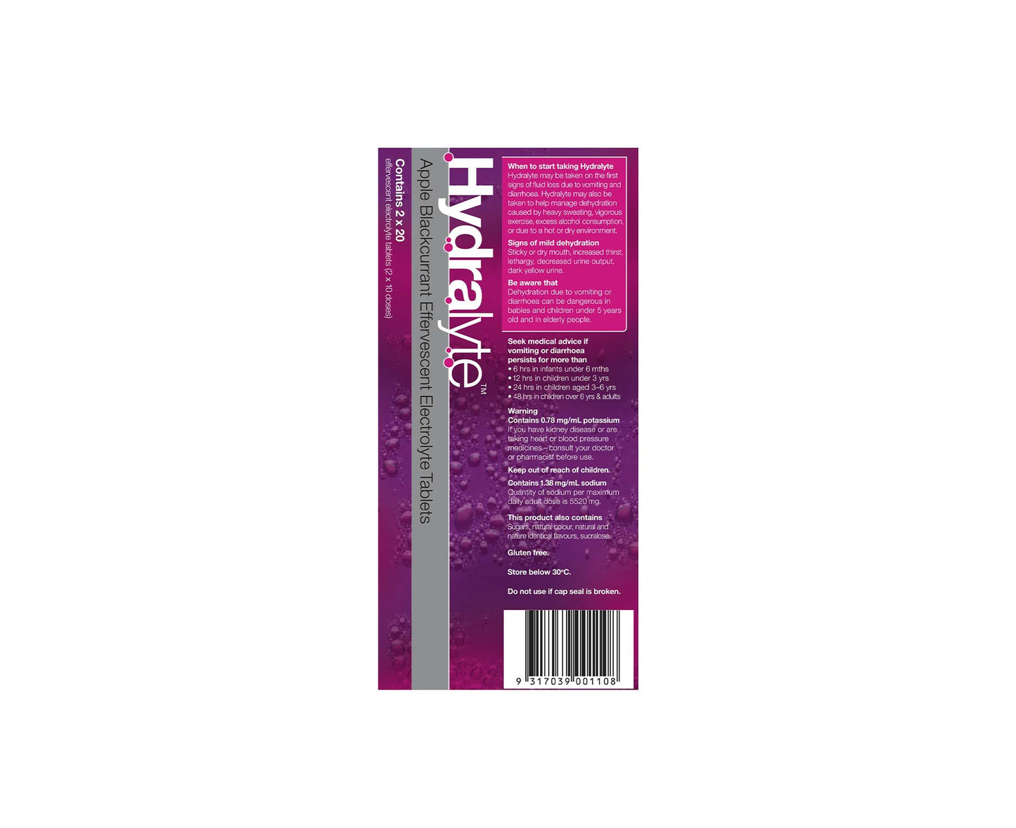 Hydralyte Effervescent Electrolyte Tablets Apple Blackcurrant 40