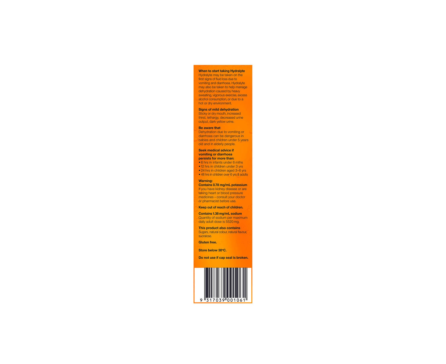 Hydralyte Effervescent Electrolyte Tablets Orange 20