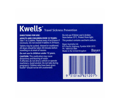 Kwells Adult 300mg Tablets 12