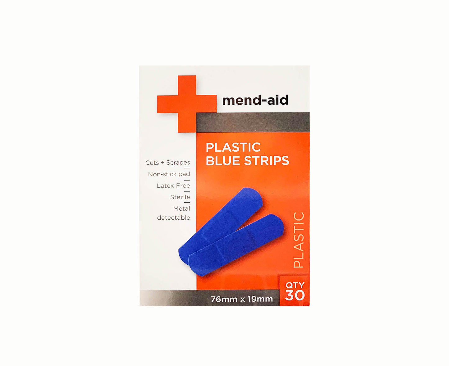 BeMed Mend-Aid Plastic Blue Strips 30 Strips