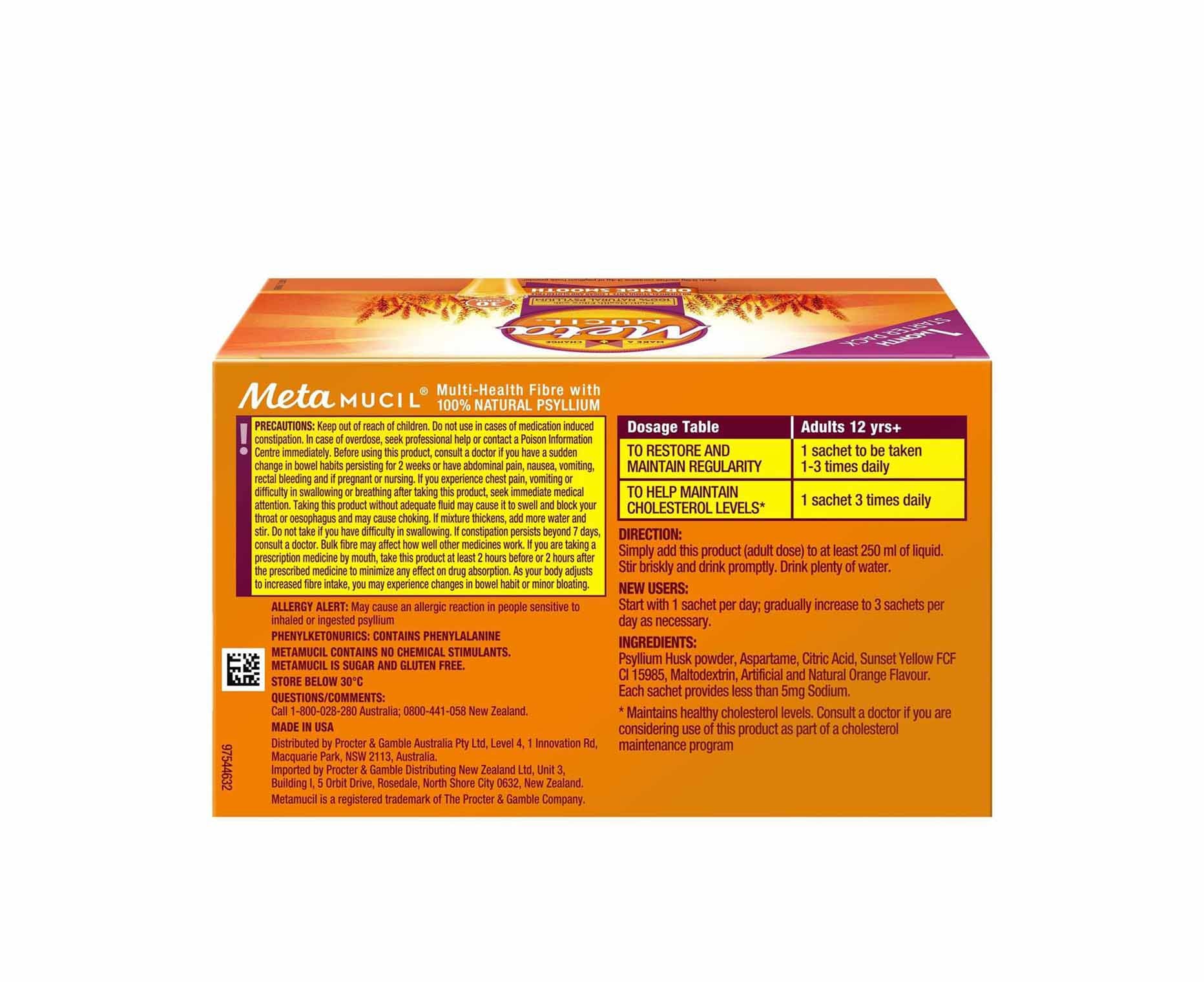 Metamucil Smooth Orange Sachet 30 Dose