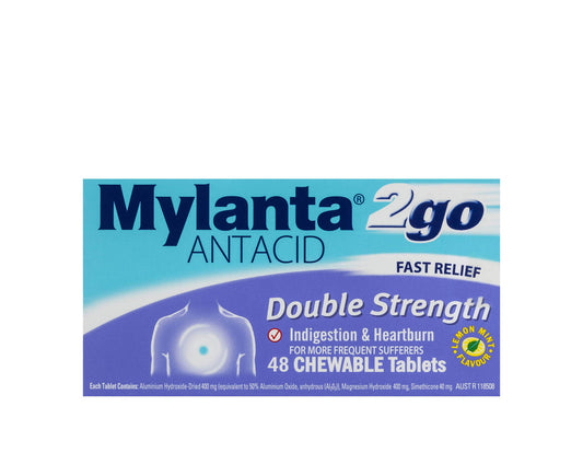 Mylanta 2Go Double Strength Chewable Tablets 48