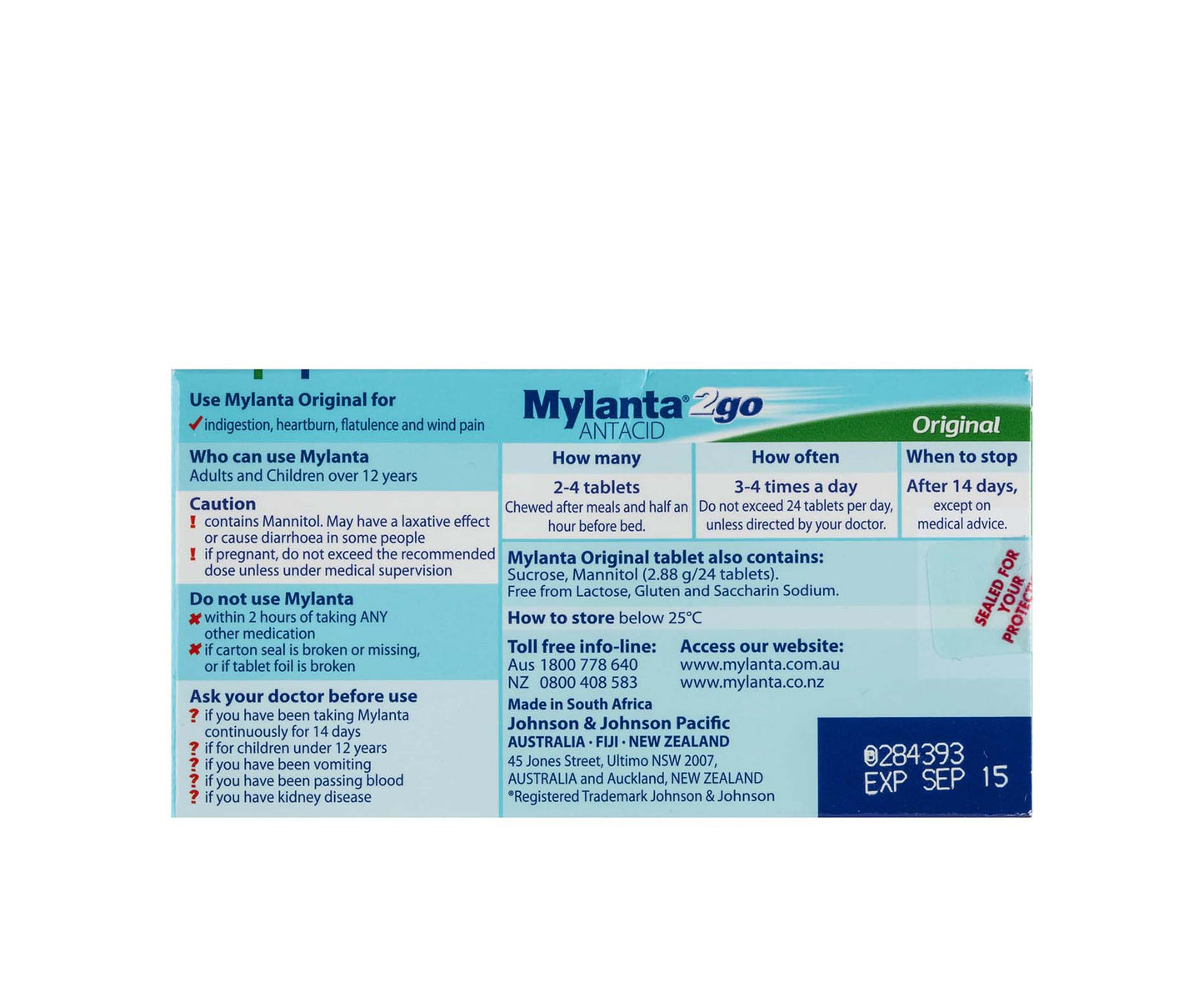 Mylanta 2Go Original Chewable Tablets 24