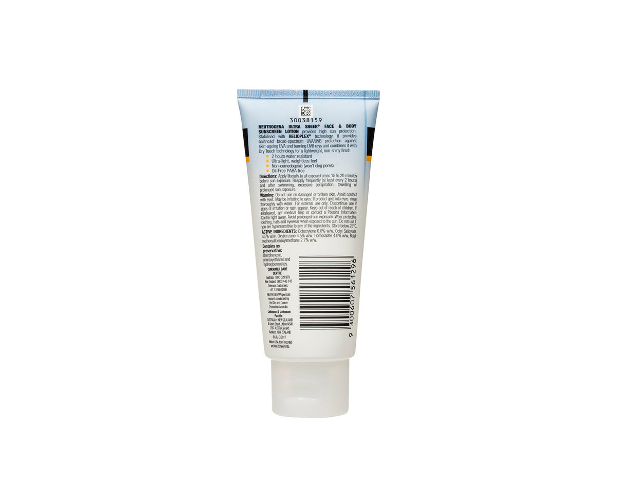 Neutrogena Ultra Sheer Face & Body Sunscreen Lotion Spf50+ 88mL ...