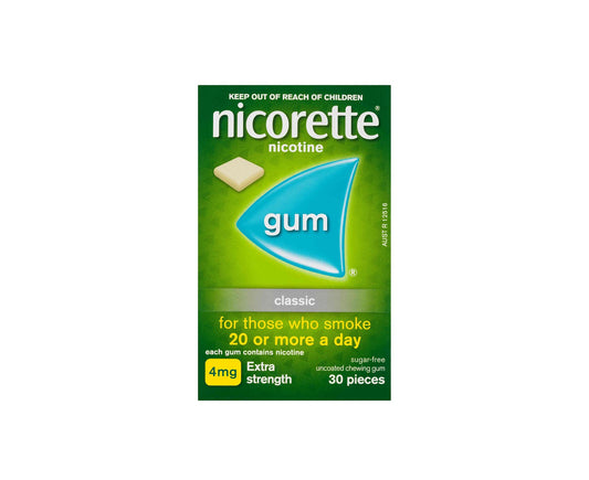 Nicorette Classic 4mg Extra Strength Nicotine Gum 30 Pack