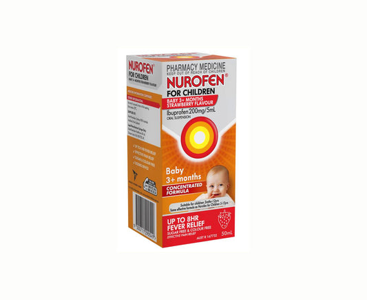 Nurofen for Children Baby 3+ Months Fever Relief Concentrated Strawberry Flavour Oral Liquid 50mL