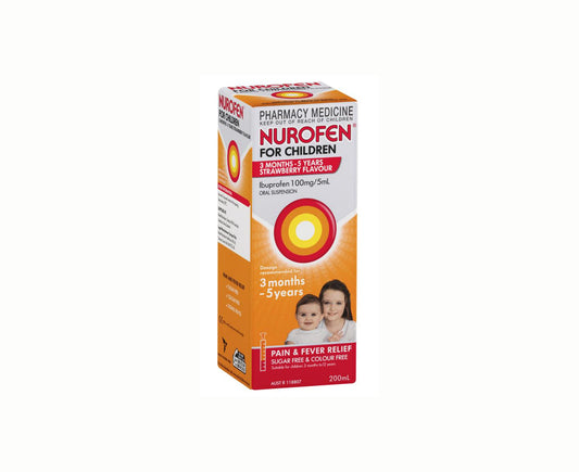 Nurofen for Children Baby 3 Months to 5 Years Pain and Fever Relief Strawberry Flavour Oral Liquid 200mL