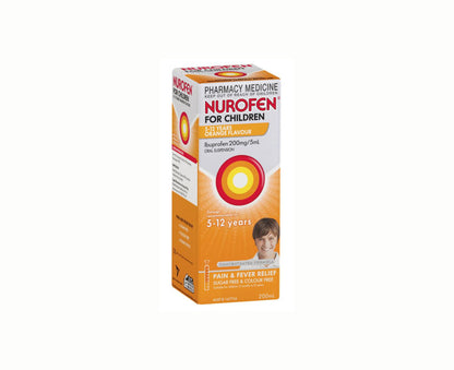 Nurofen for Children 5-12 Years Pain and Fever Relief Orange Flavour Oral Liquid 200mL