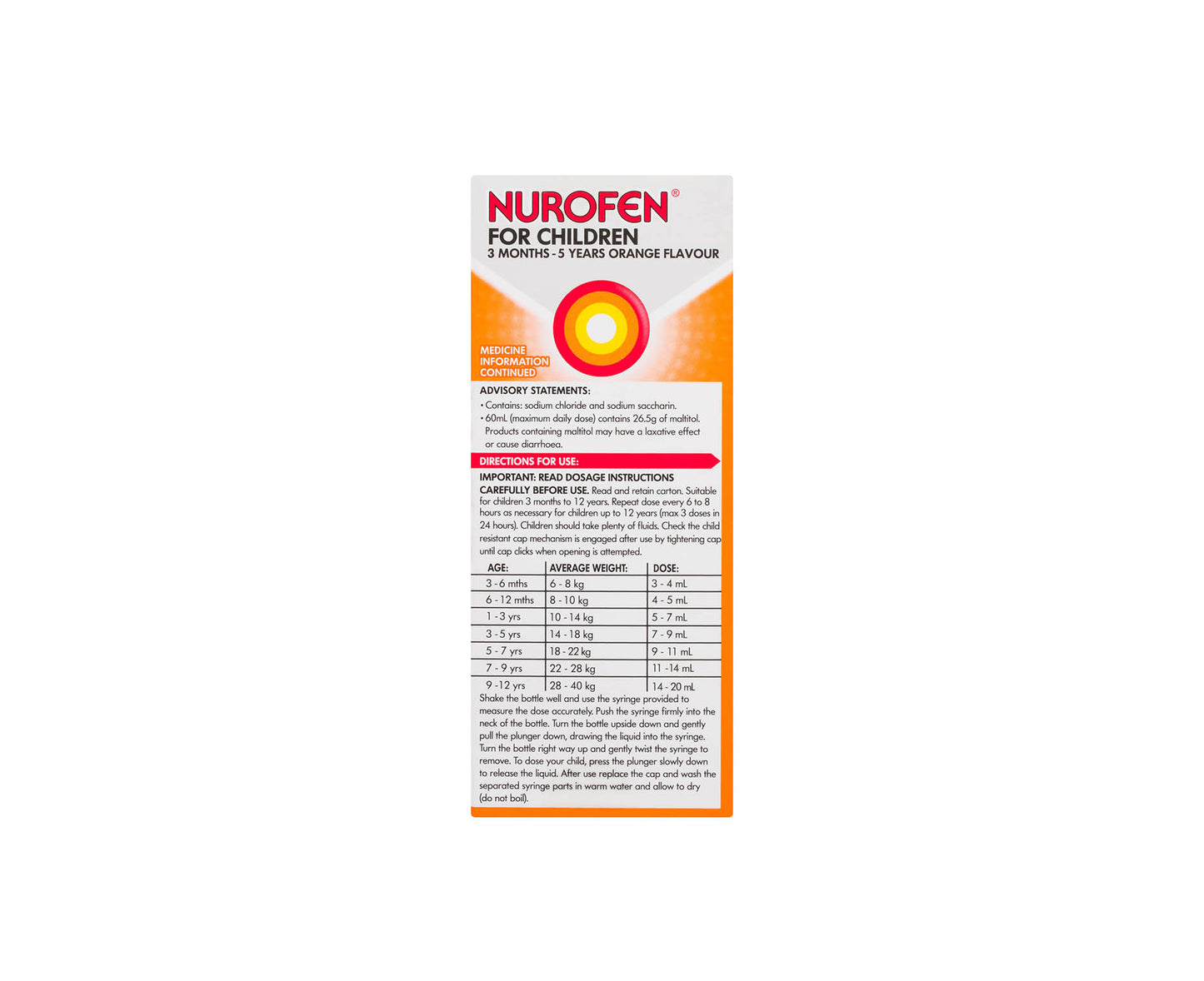 Nurofen Children 3 Months to 5 Years Orange 100mL