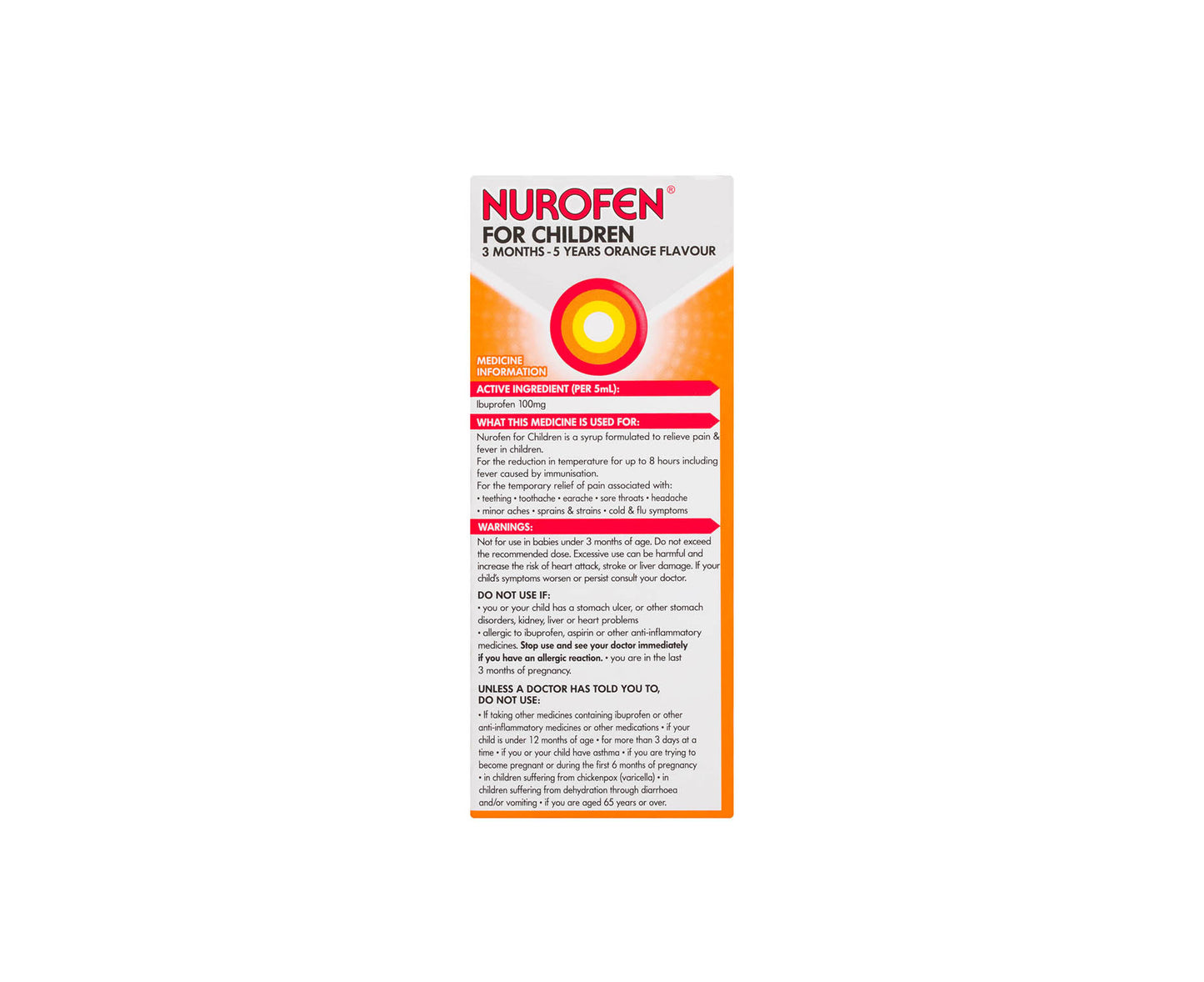 Nurofen Children 3 Months to 5 Years Orange 100mL