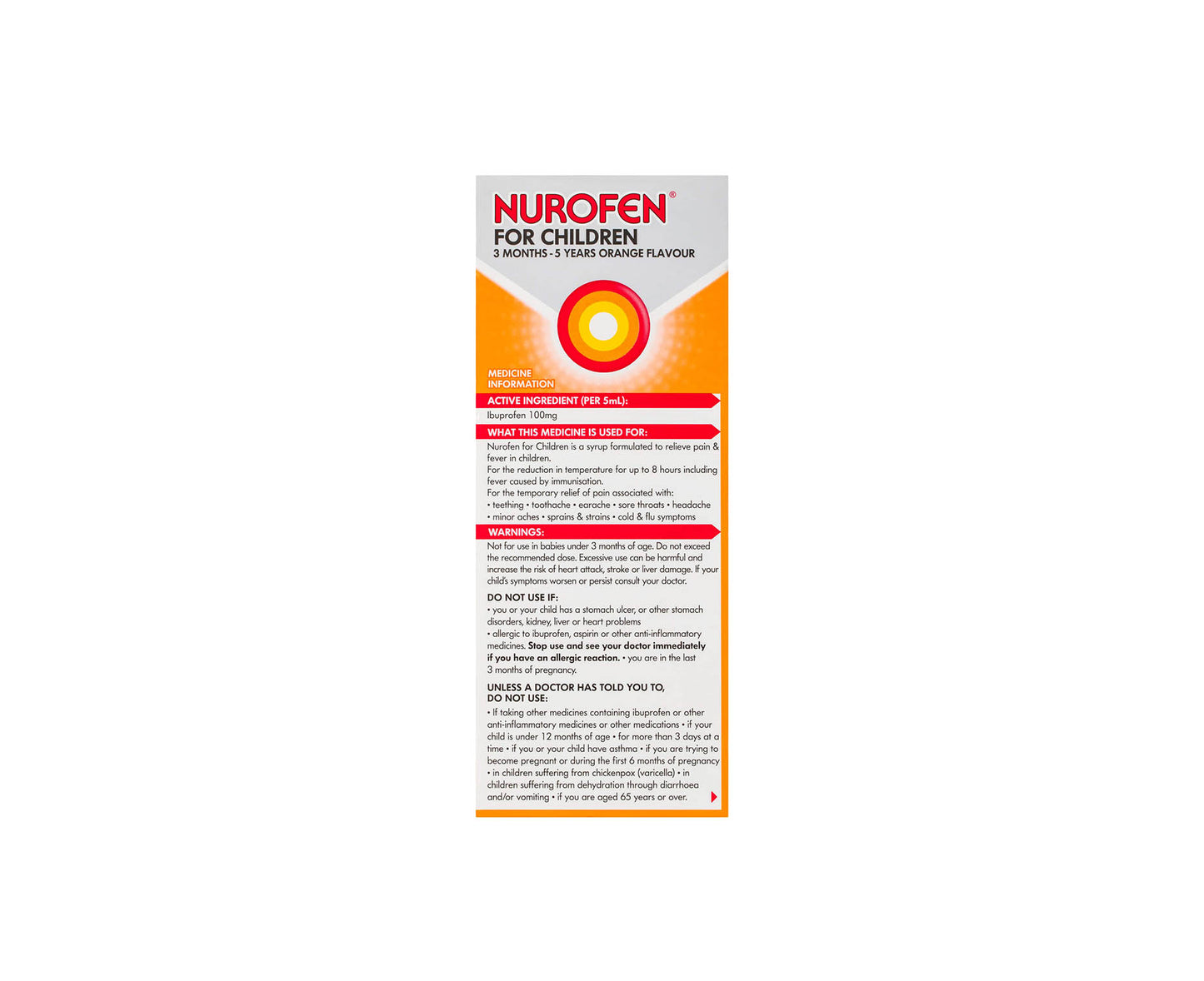 Nurofen Children 3 Months to 5 Years Orange 200mL