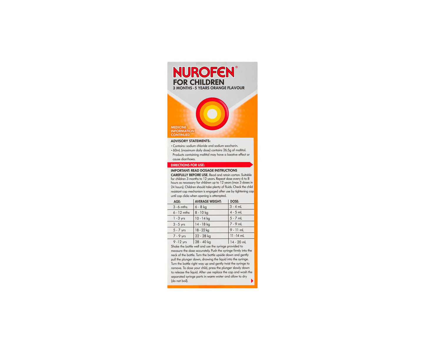 Nurofen Children 3 Months to 5 Years Orange 200mL