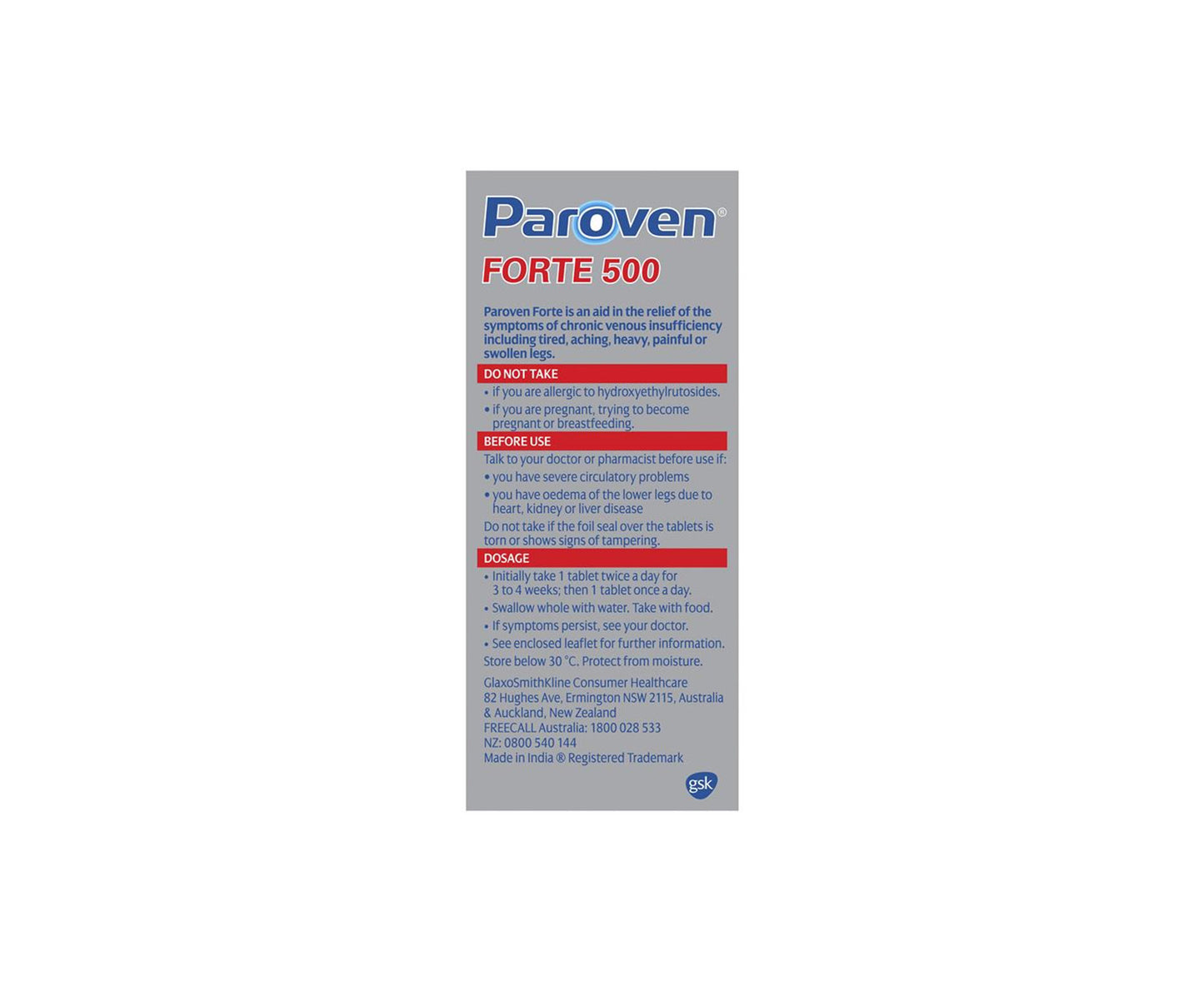 Paroven Forte Tablets 60