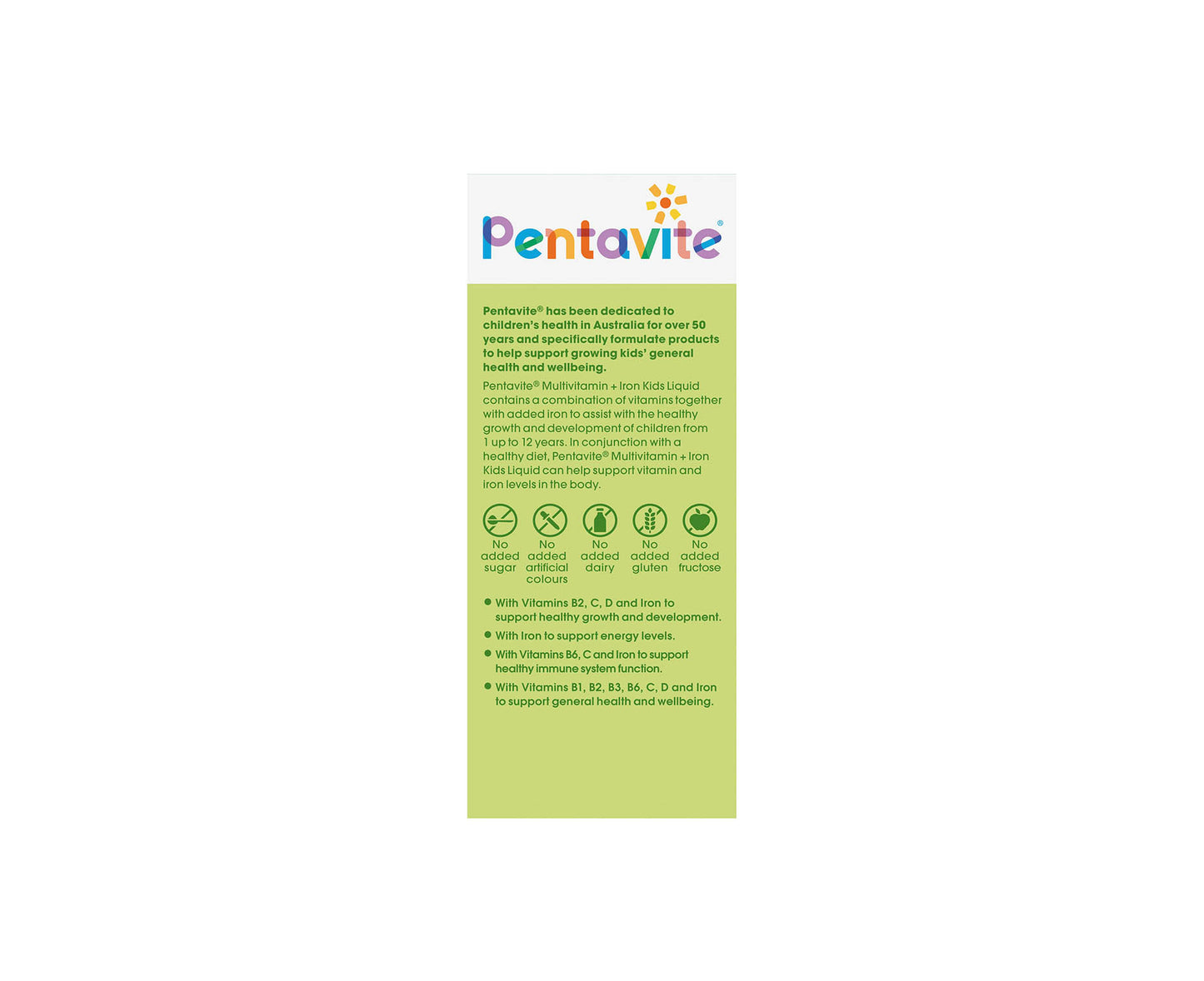 Pentavite Multivitamin + Iron Kids Liquid 200mL