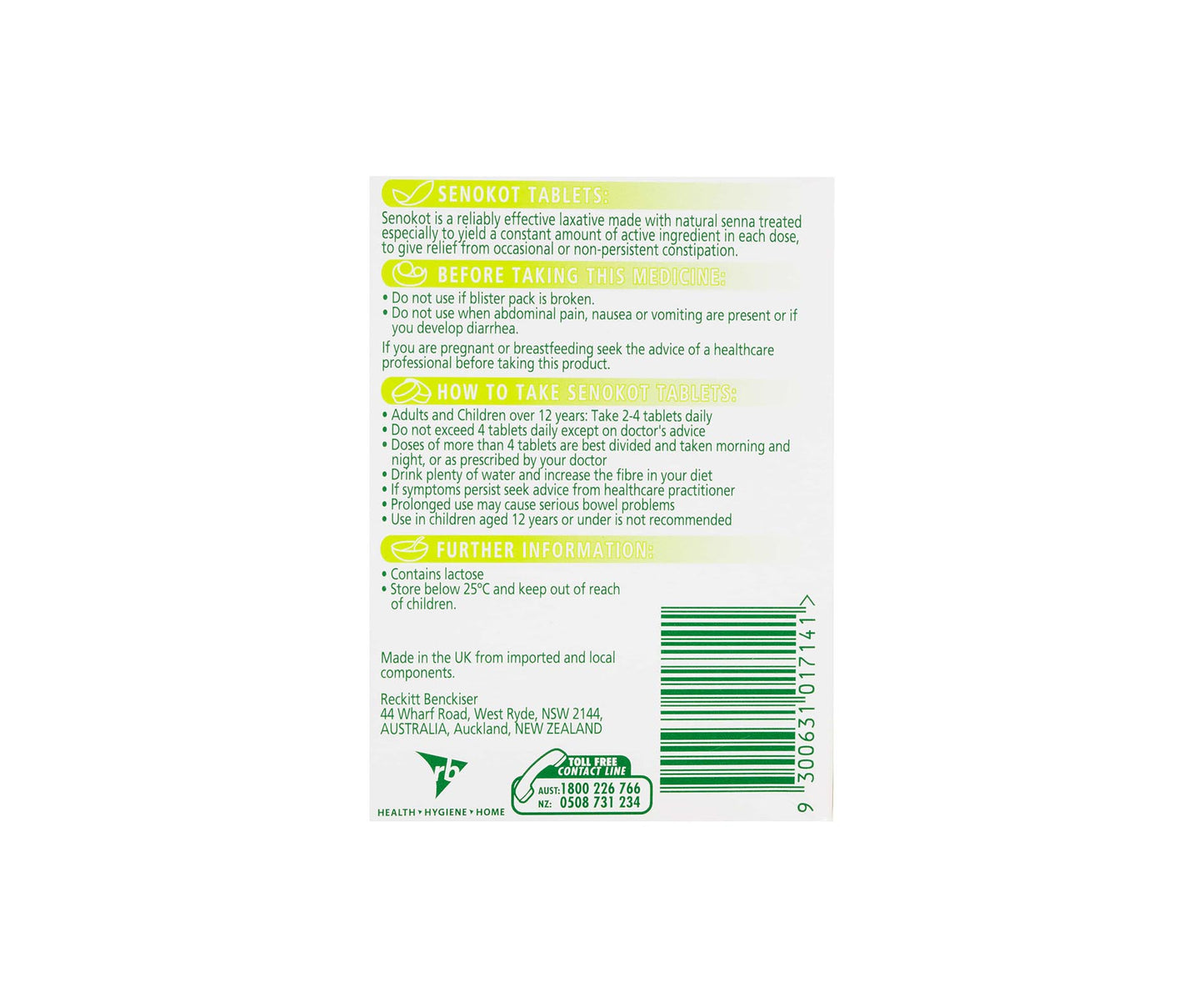 Senokot 7.5mg Tablets 100