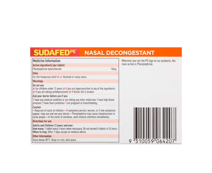 Sudafed PE Nasal Decongestant Tablets 24