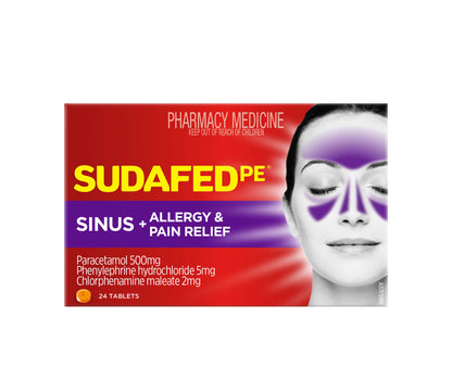 Sudafed PE Sinus + Allergy + Pain Relief Tablets 24