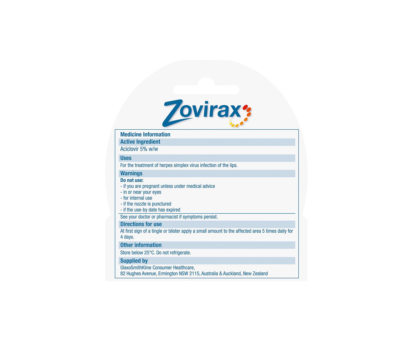 Zovirax Coldsore Cream 2g