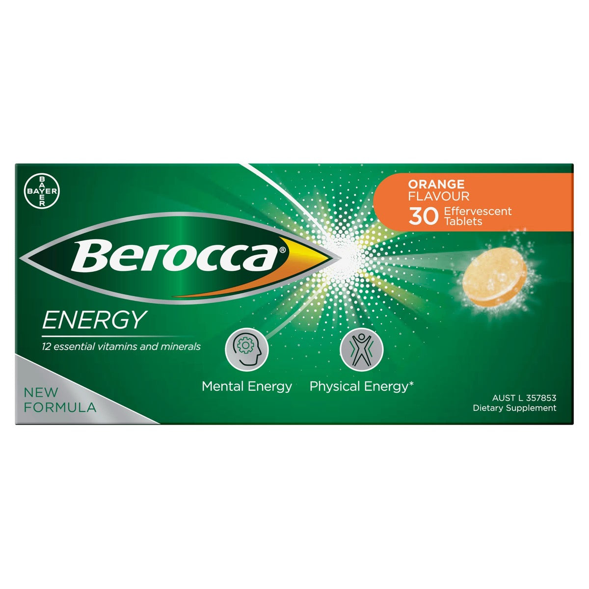 Berocca Energy Effervescent Tablets Orange 30