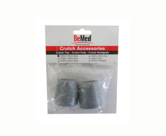 BeMed Crutch Tips Grey 25mm 1 Pair