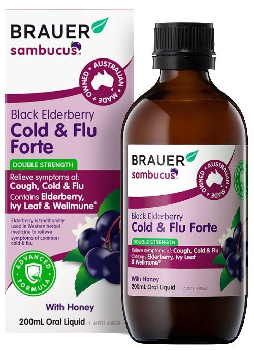 Brauer Sambucus Cold & Flu Forte With Honey Black Elderberry Adult Liquid 200mL