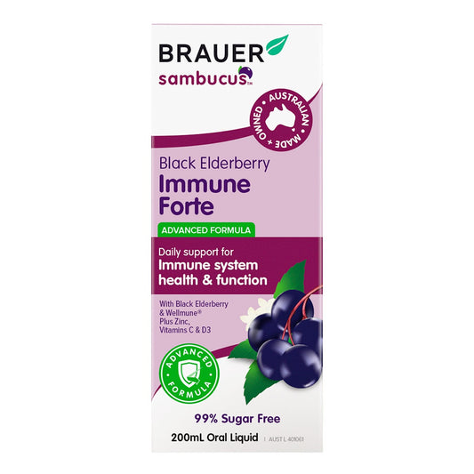 Brauer Sambucus Immune Forte with Vitamin C & D3 & Zinc Black Elderberry Adult Liquid 200mL