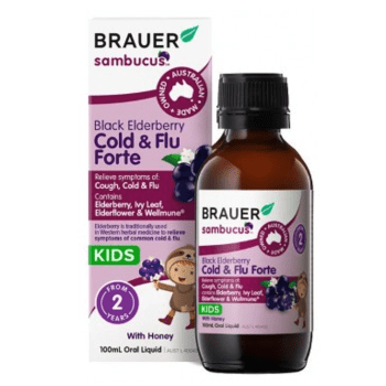 Brauer Sambucus Cold and Flu Forte with Honey Black Elderberry Liquid 100mL