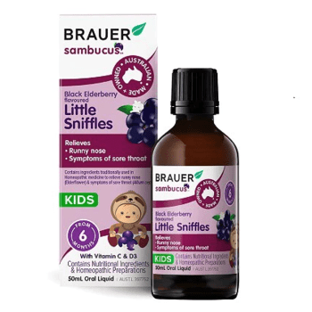 Brauer Sambucus Little Sniffles with Vitamin C and D3 Black Elderberry Liquid 50mL