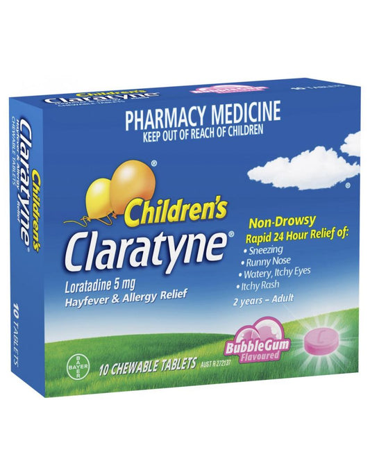 Children's Claratyne Hayfever & Allergy Relief Chewable Tablets Bubblegum 10