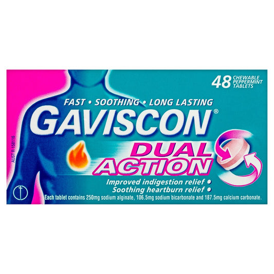 Gaviscon Dual Action Peppermint Chewable Tablets 48