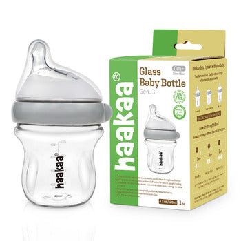 Haakaa Glass Baby Bottle Grey 120mL