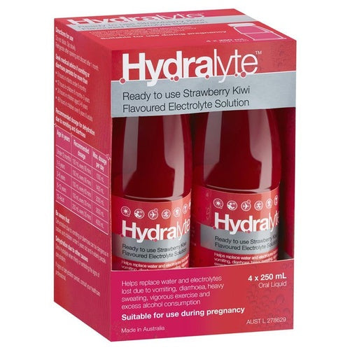 Hydralyte Electrolyte Liquid Strawberry Kiwi 250ml x 4
