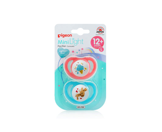Pigeon MiniLight Pacifier Twin Pack Large (Pink/Green)