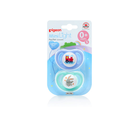 Pigeon MiniLight Pacifier Twin Pack Small (Blue/Green)