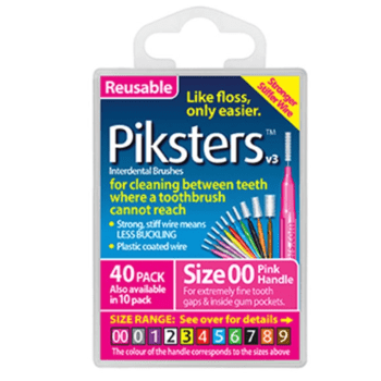 Piksters Interdental Brush 40 Pack Size 00 Pink