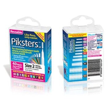 Piksters Interdental Brush 40 Pack Size 2 White