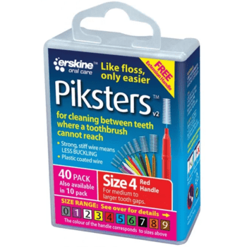 Piksters Interdental Brush 40 Pack Size 4 Red