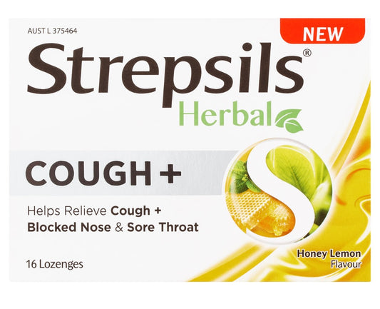 Strepsils Herbal Cough+ Lozenges Honey & Lemon 16