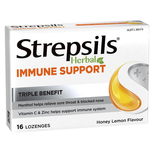 Strepsils Herbal Immune Support Honey & Lemon Lozenges 16