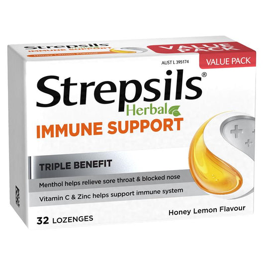 Strepsils Herbal Immune Support Honey & Lemon Lozenges 32