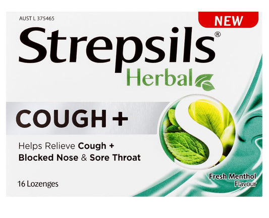 Strepsils Herbal Cough+ Lozenges Fresh Menthol 16